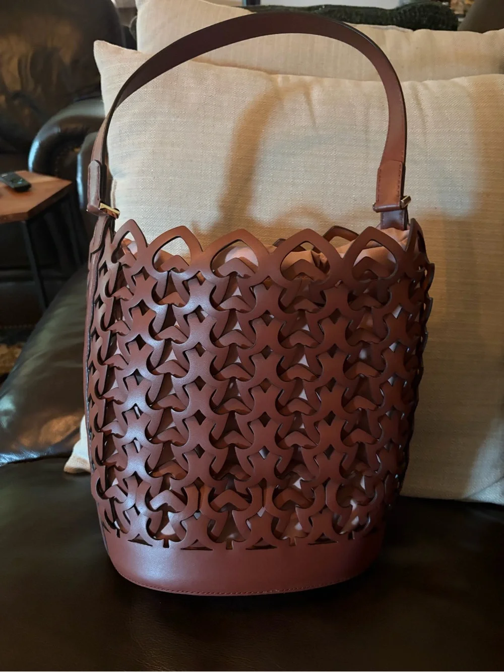 Woven Cutout Hobo Bag - Chestnut Brown
